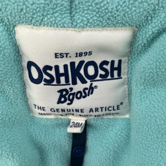 oshkosh b'gosh 24 Month Winter Coat Jacket Hooded Faux Fur Fleece Line Gray Teal - Picture 5 of 7